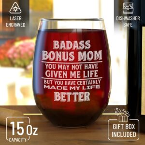 shop4ever Stepmom You May Not Have Given Me Life But You Certainly Made My Life Better Engraved Stemless Wine Glass Mother's Day Gift 15 oz.
