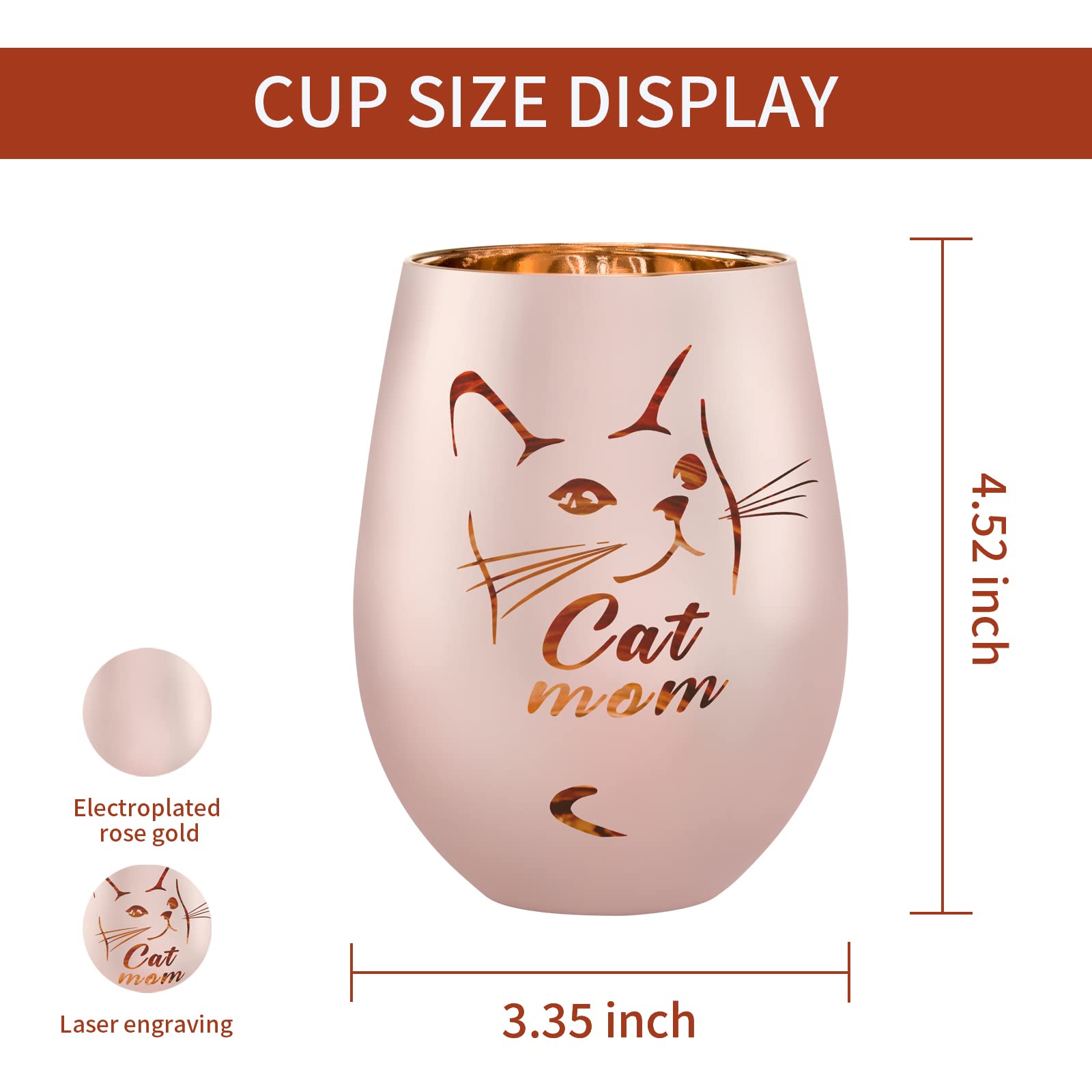 xilaxila Cat Mom Gifts - Funny Cat Lover Gifts for Women - Mothers Day Birthday Gifts for Mom - Cat Gifts for Cat Lovers - Cat Wine Glasses (Cat Mom)