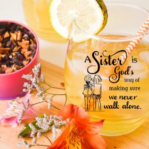 HAYOOU Sister Gifts from Sister -15oz Wine Glass, Mother's Day, Christmas Birthday Gifts for Sister -A Sister's God Way of Making Sure We Never Walk Alone