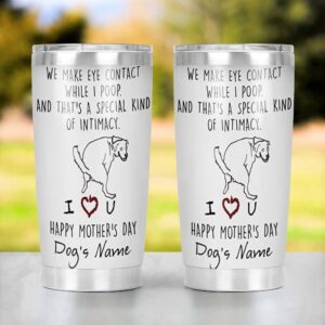 Lafine Personalized We Make Eye Contact While I Poop And That's A Special Kind Of Intimacy Mug, Funny Custom Name Color Changing Happy Mothers Day Father's Gifts For Dog Mom, Dad, Lover, multi