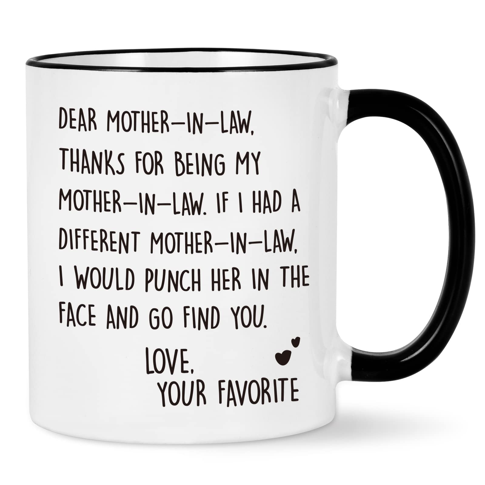 YHRJWN Christmas Mothers Day Gifts from Daughter in Law, Dear Mother in Law Coffee Mug, Mother in Law Gifts from Daughter in Law, Birthday Mother's Day Gifts for Mother in Law, 11 Oz White