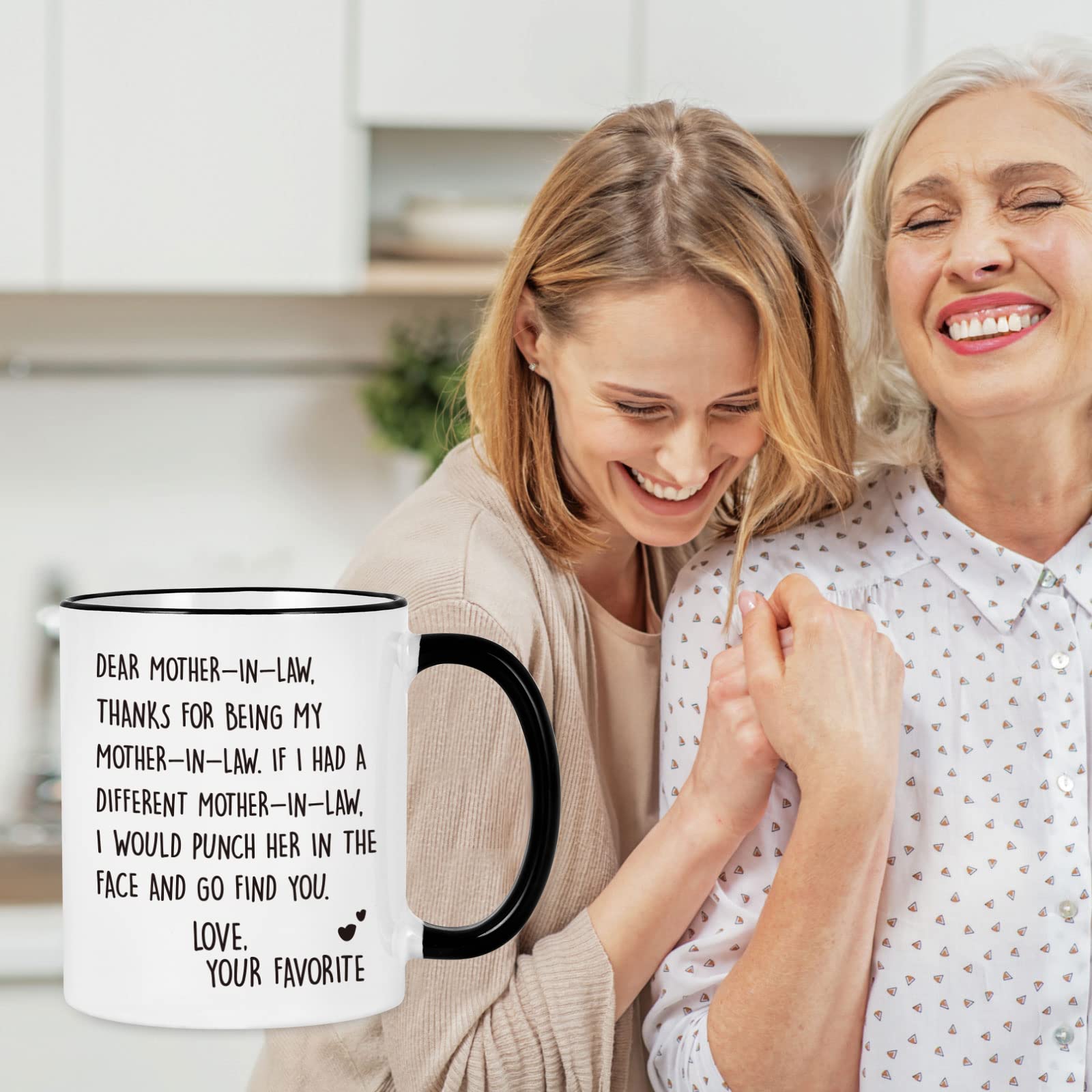 YHRJWN Christmas Mothers Day Gifts from Daughter in Law, Dear Mother in Law Coffee Mug, Mother in Law Gifts from Daughter in Law, Birthday Mother's Day Gifts for Mother in Law, 11 Oz White