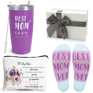 uarehiby mothers day gifts for mom from daughter son,20 oz wine tumbler from husband,mama birthday gifts with socks,new mom gifts,valentines day gifts for mom(purple)