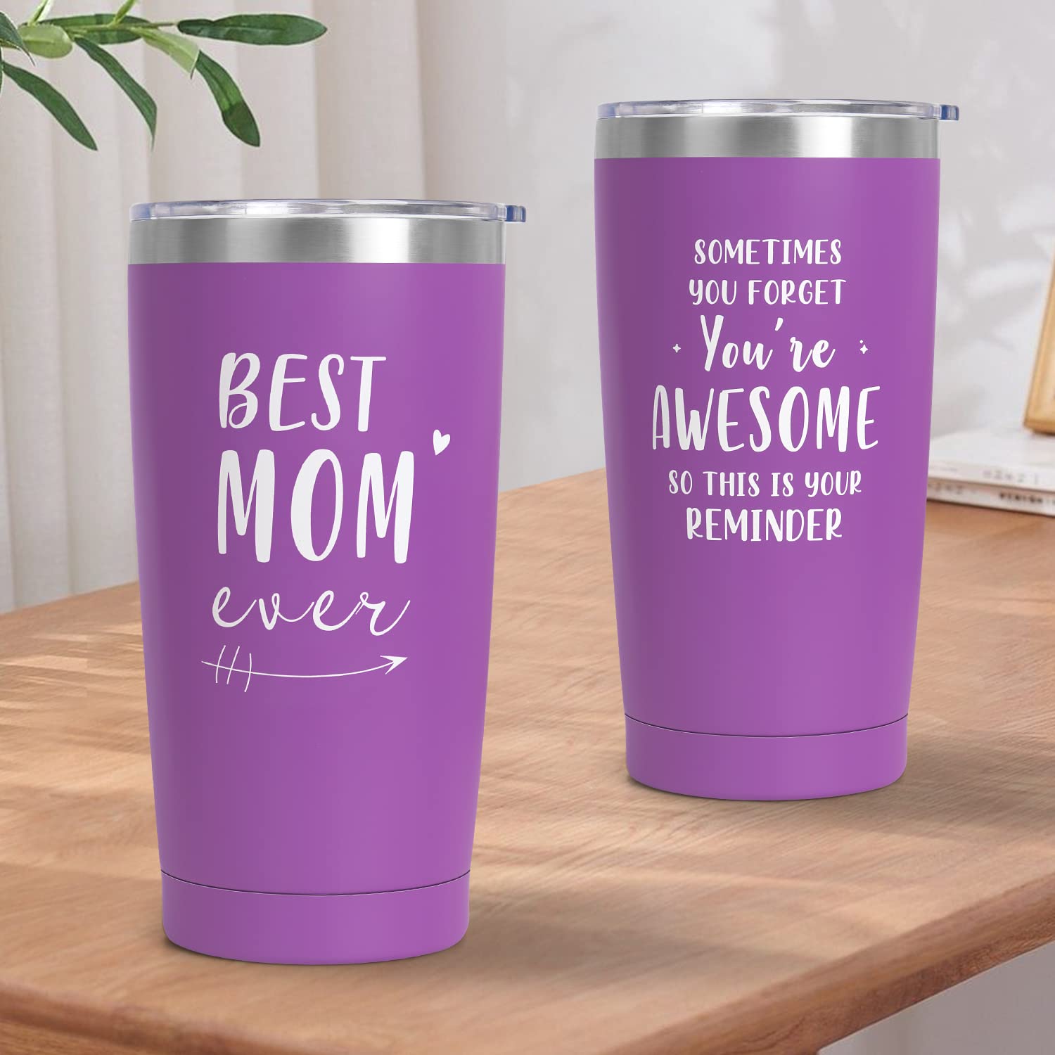 UAREHIBY Mothers Day Gifts for Mom from Daughter Son,20 OZ Wine Tumbler from Husband,Mama Birthday Gifts with Socks,New Mom Gifts,Valentines Day Gifts for Mom(Purple)