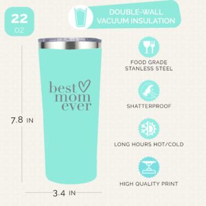 Best Mom Ever Tumbler, 22 Oz Stainless Steel Water Bottle with Lid & Straw - Mint Green, Ideal Christmas Gifts for Mom, Perfect Mom Gifts for Mother's Day, Versatile with Temperature Retention