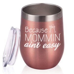 gingprous mom tumbler birthday gift for mom, funny mom gifts from daughters sons for sister friends mother's day christmas xmas gift, 12 oz stainless steel insulated wine tumbler