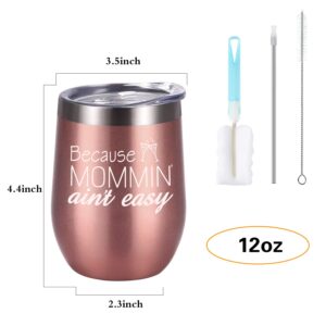 GINGPROUS Mom Tumbler Birthday Gift for Mom, Funny Mom Gifts from Daughters Sons for Sister Friends Mother's Day Christmas Xmas Gift, 12 Oz Stainless Steel Insulated Wine Tumbler