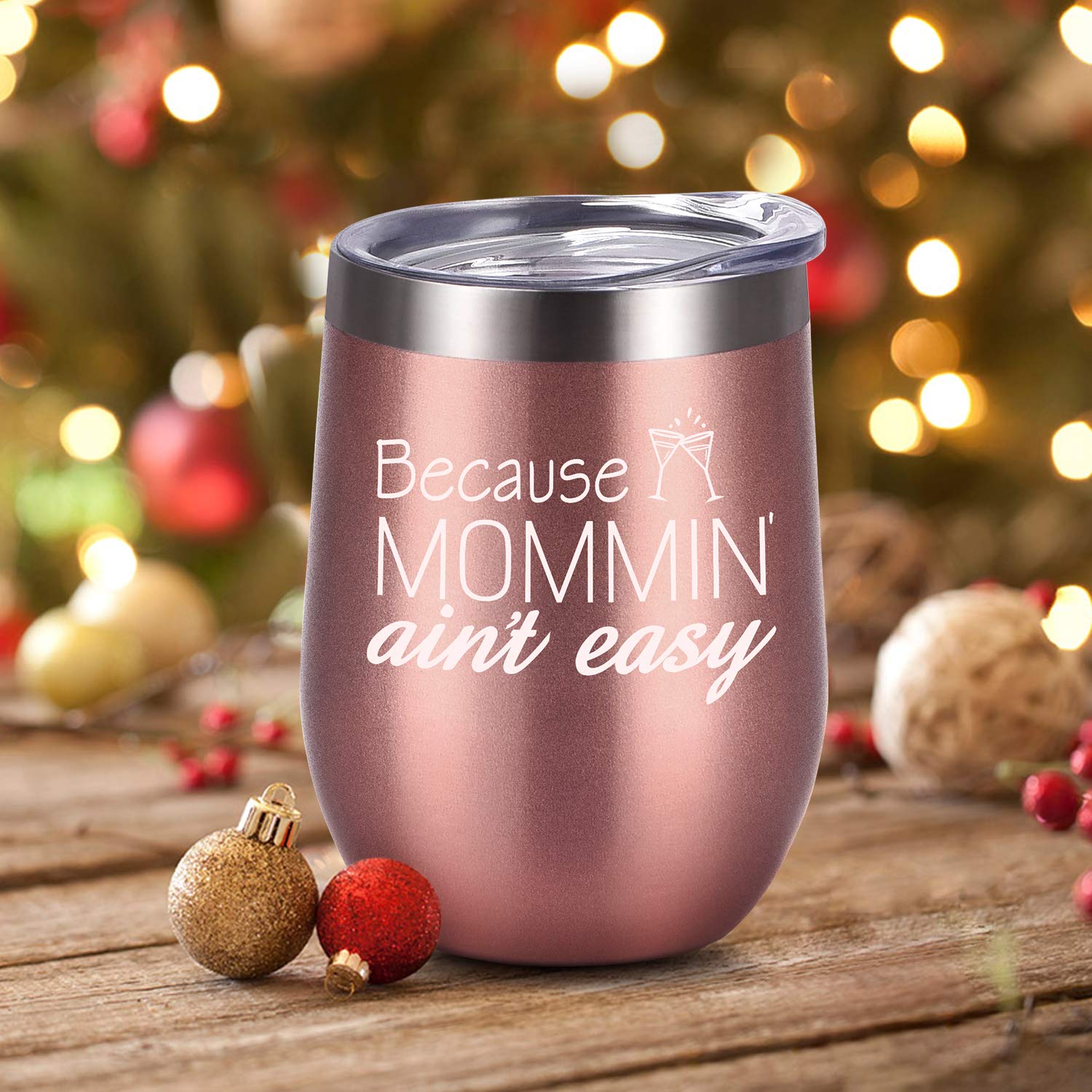 GINGPROUS Mom Tumbler Birthday Gift for Mom, Funny Mom Gifts from Daughters Sons for Sister Friends Mother's Day Christmas Xmas Gift, 12 Oz Stainless Steel Insulated Wine Tumbler