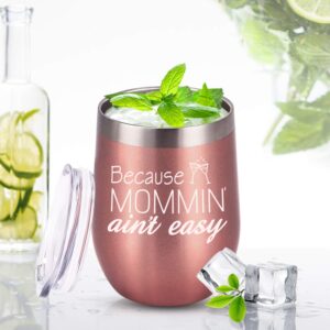 GINGPROUS Mom Tumbler Birthday Gift for Mom, Funny Mom Gifts from Daughters Sons for Sister Friends Mother's Day Christmas Xmas Gift, 12 Oz Stainless Steel Insulated Wine Tumbler