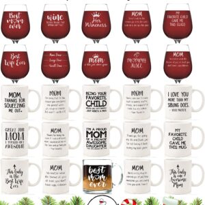 Mom Giving Me Life Funny Wine Glass - Cool Christmas Gifts for Mom from Son, Daughter, Child - Unique Xmas Best Mom Gifts - Fun Gag Birthday Present Idea for Mother, Women - Novelty Mom Wine Glasses