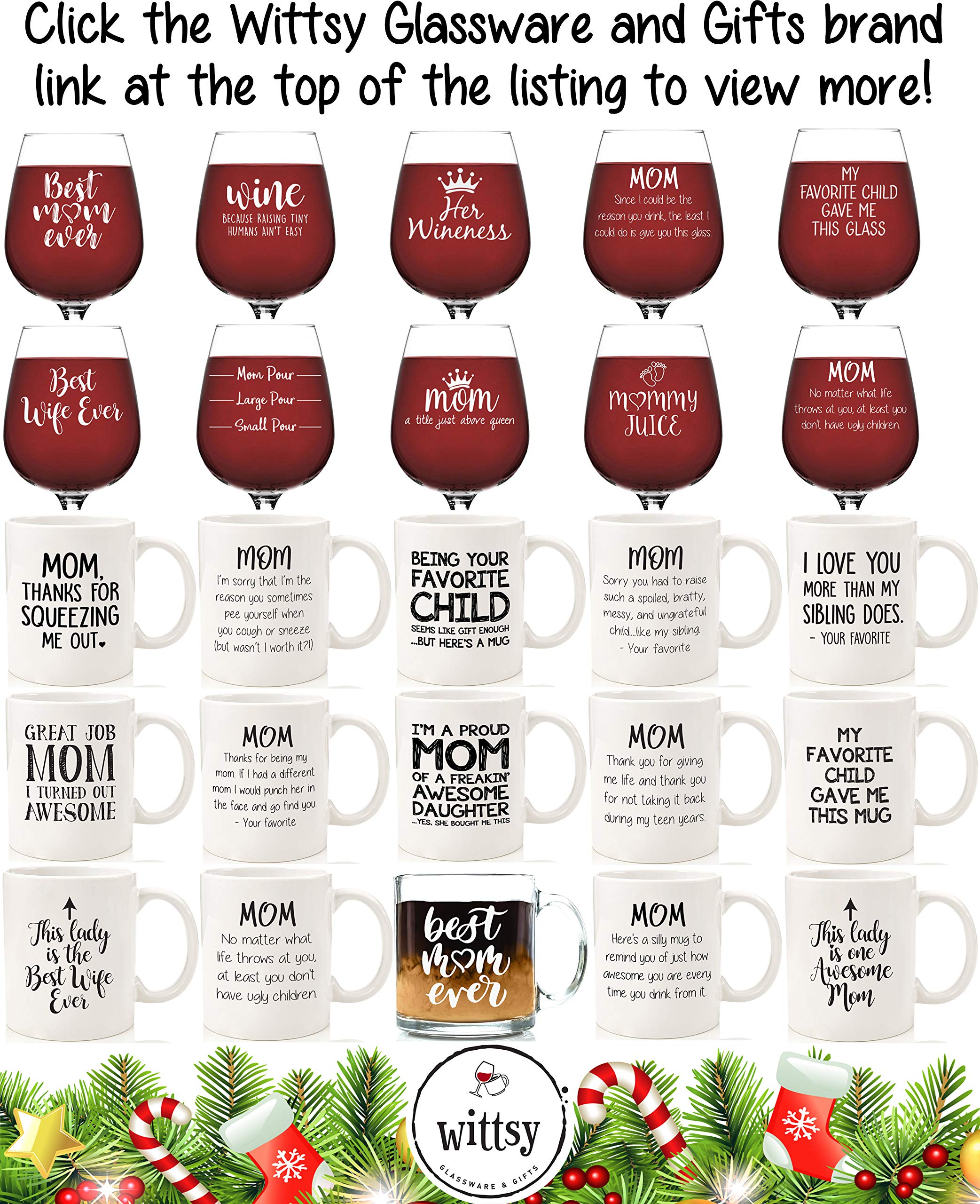 Mom Giving Me Life Funny Wine Glass - Cool Christmas Gifts for Mom from Son, Daughter, Child - Unique Xmas Best Mom Gifts - Fun Gag Birthday Present Idea for Mother, Women - Novelty Mom Wine Glasses