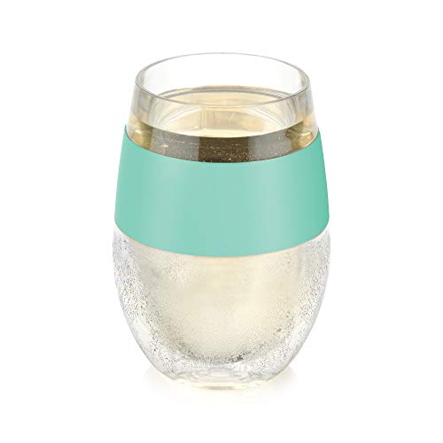 Host Wine Freeze Cup Set of 2 - Plastic Double Wall Insulated Wine Cooling Freezable Drink Vacuum Cup with Freezing Gel, Wine Glasses for Red and White Wine, 8.5 oz Mint - Gift Essentials