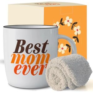 Triple Gifffted Worlds Best Mom Ever Coffee Mug & Socks Set for Mother, Gifts Ideas for Christmas,valentines, Mothers Day, Birthday, From Daughter and Son, Cool Mommy Presents, Ceramic Cup 380ml