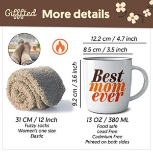 Triple Gifffted Worlds Best Mom Ever Coffee Mug & Socks Set for Mother, Gifts Ideas for Christmas,valentines, Mothers Day, Birthday, From Daughter and Son, Cool Mommy Presents, Ceramic Cup 380ml