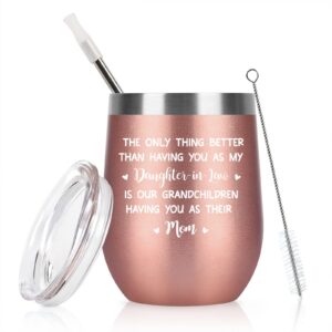 gingprous daughter in law gifts, the only thing better than having you tumbler mother’s day birthday gifts for daughter in law from mother in law, insulated 12 oz stainless steel tumbler, rose gold