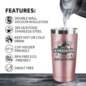 ATHAND Mom Birthday Gifts - Mothers Day Gifts For Mom From Daughter, Son, Husband, Kids - New Mom Cup Tumbler - Funny MAMASAURUS Iced Coffee Mug Insulated Tumbler Cups with Lid Straw (Rose Gold)