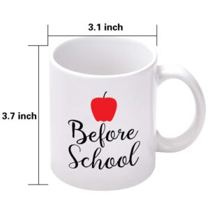 Before School, After School 11Oz Coffee Mug and 15Oz Wine Glass Set for Teachers, Professors, Mentor, Teaching Assistant - Funny Idea for Teacher's Day, Teacher Appreciation, Birthday