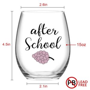 Before School, After School 11Oz Coffee Mug and 15Oz Wine Glass Set for Teachers, Professors, Mentor, Teaching Assistant - Funny Idea for Teacher's Day, Teacher Appreciation, Birthday