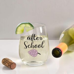 Before School, After School 11Oz Coffee Mug and 15Oz Wine Glass Set for Teachers, Professors, Mentor, Teaching Assistant - Funny Idea for Teacher's Day, Teacher Appreciation, Birthday