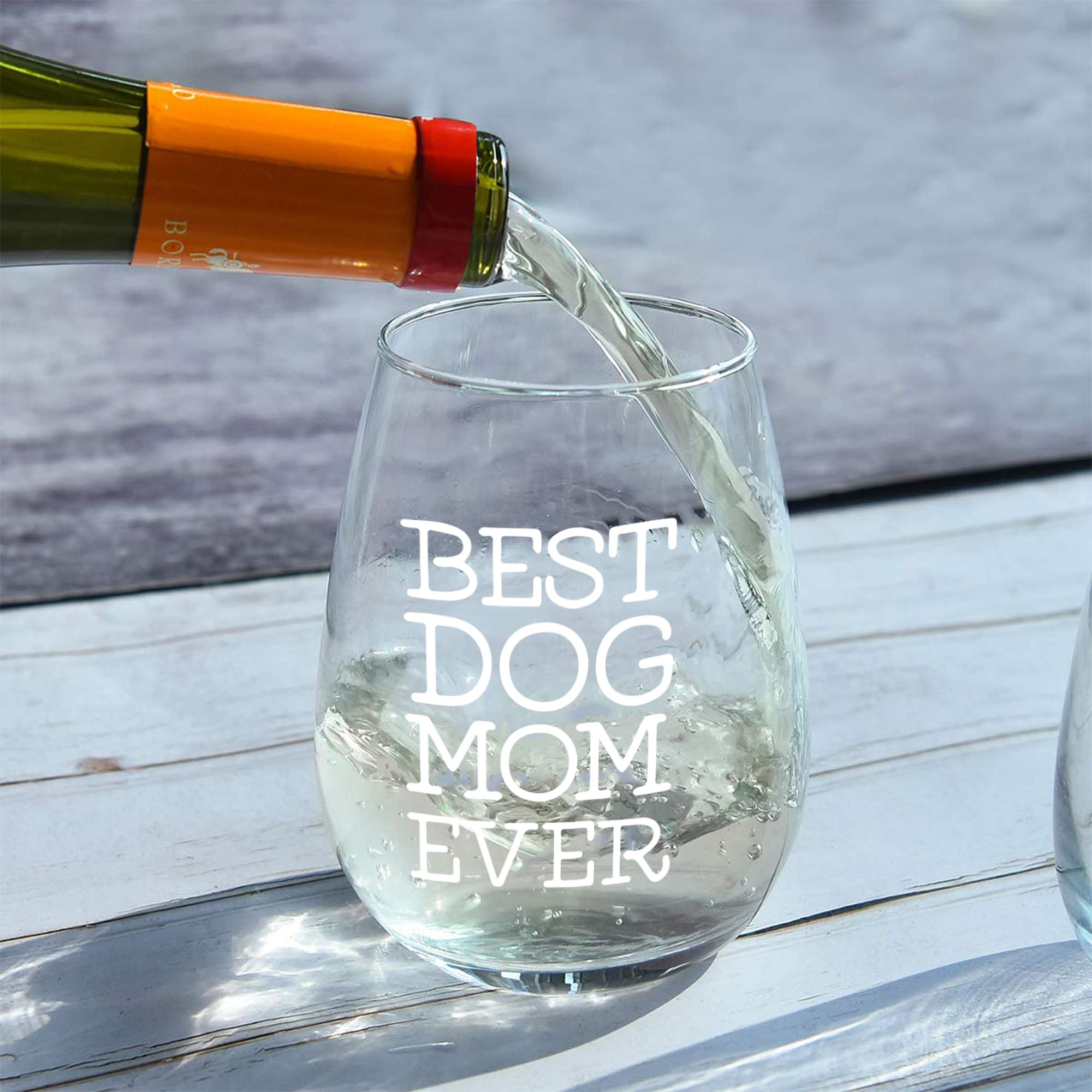 Best Dog Mom Ever Wine Glass Dog Mom Wine Glass Dog Wine Glass Dog Gifts for Dog Mom Mother Dog Lovers Birthday Mothers Day Gifts for Dog Mom from Daughter Son with Gift Box Thicken 15 Ounce White