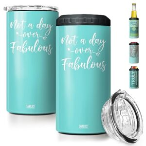 sandjest not a day over fabulous tumbler can cooler 12oz - inspirational motivation 4-in-1 design tumblers cans coozie travel mug cup birthday, mothers day gifts for women, friends, besties, sisters