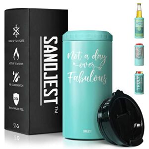 SANDJEST Not a Day Over Fabulous Tumbler Can Cooler 12oz - Inspirational Motivation 4-in-1 Design Tumblers Cans Coozie Travel Mug Cup Birthday, Mothers Day Gifts For Women, Friends, Besties, Sisters