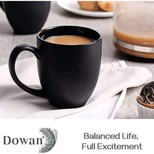 DOWAN Coffee Mugs, Black Coffee Mugs Set of 6, 16 oz Ceramic Coffee Cups with Large Handles for Men Women, Porcelain Big Mug for Tea Latte, Housewarming Wedding Gifts