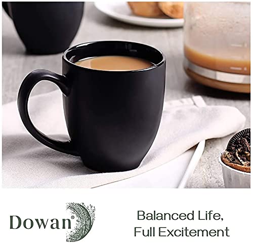 DOWAN Coffee Mugs, Black Coffee Mugs Set of 6, 16 oz Ceramic Coffee Cups with Large Handles for Men Women, Porcelain Big Mug for Tea Latte, Housewarming Wedding Gifts