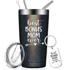 fufandi best bonus mom ever tumbler - bonus mom gifts - funny birthday mothers day christmas gifts for bonus mom, stepmom, mother in law from daughter son - tumbler cup 20oz