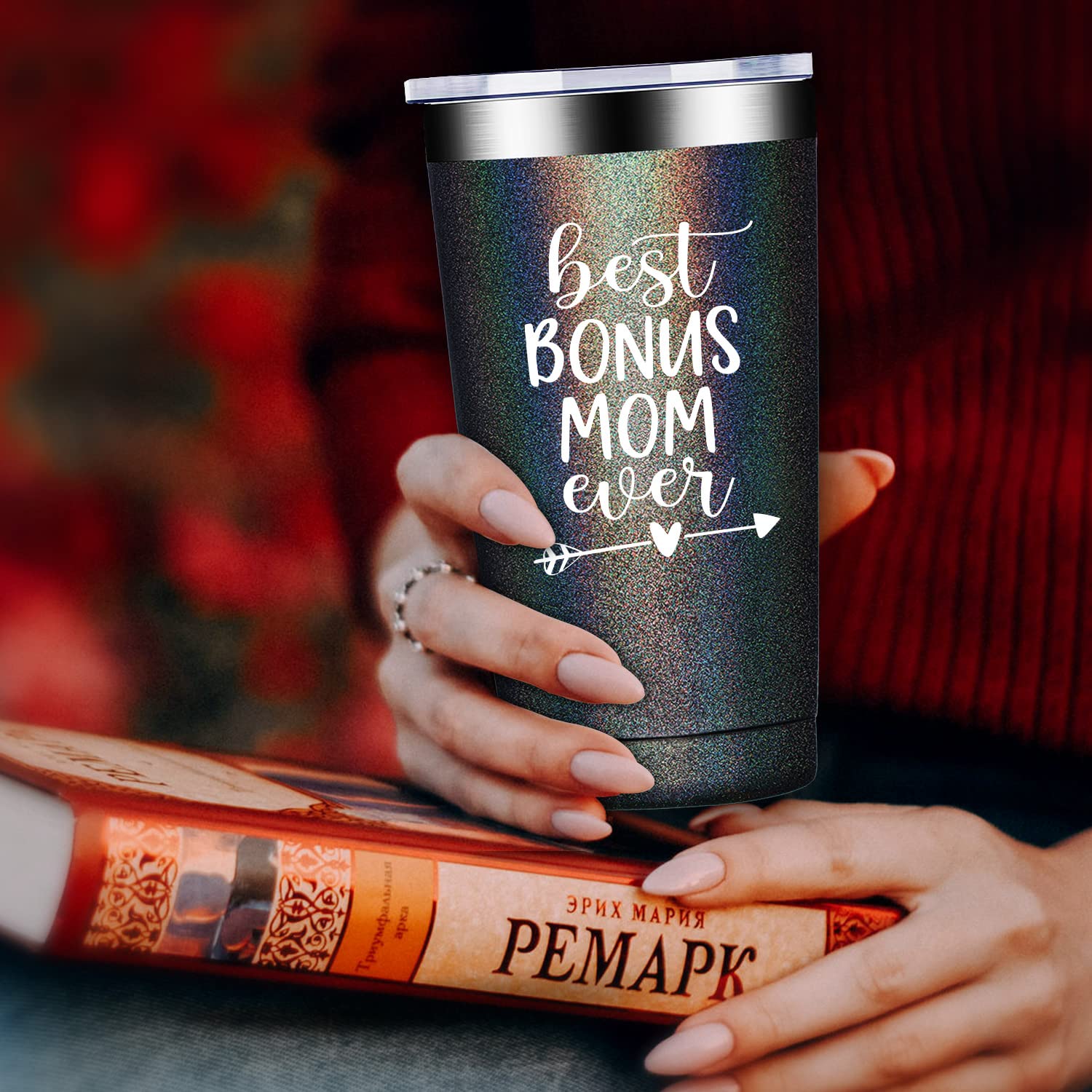 Fufandi Best Bonus Mom Ever Tumbler - Bonus Mom Gifts - Funny Birthday Mothers Day Christmas Gifts for Bonus Mom, Stepmom, Mother in Law from Daughter Son - Tumbler Cup 20oz