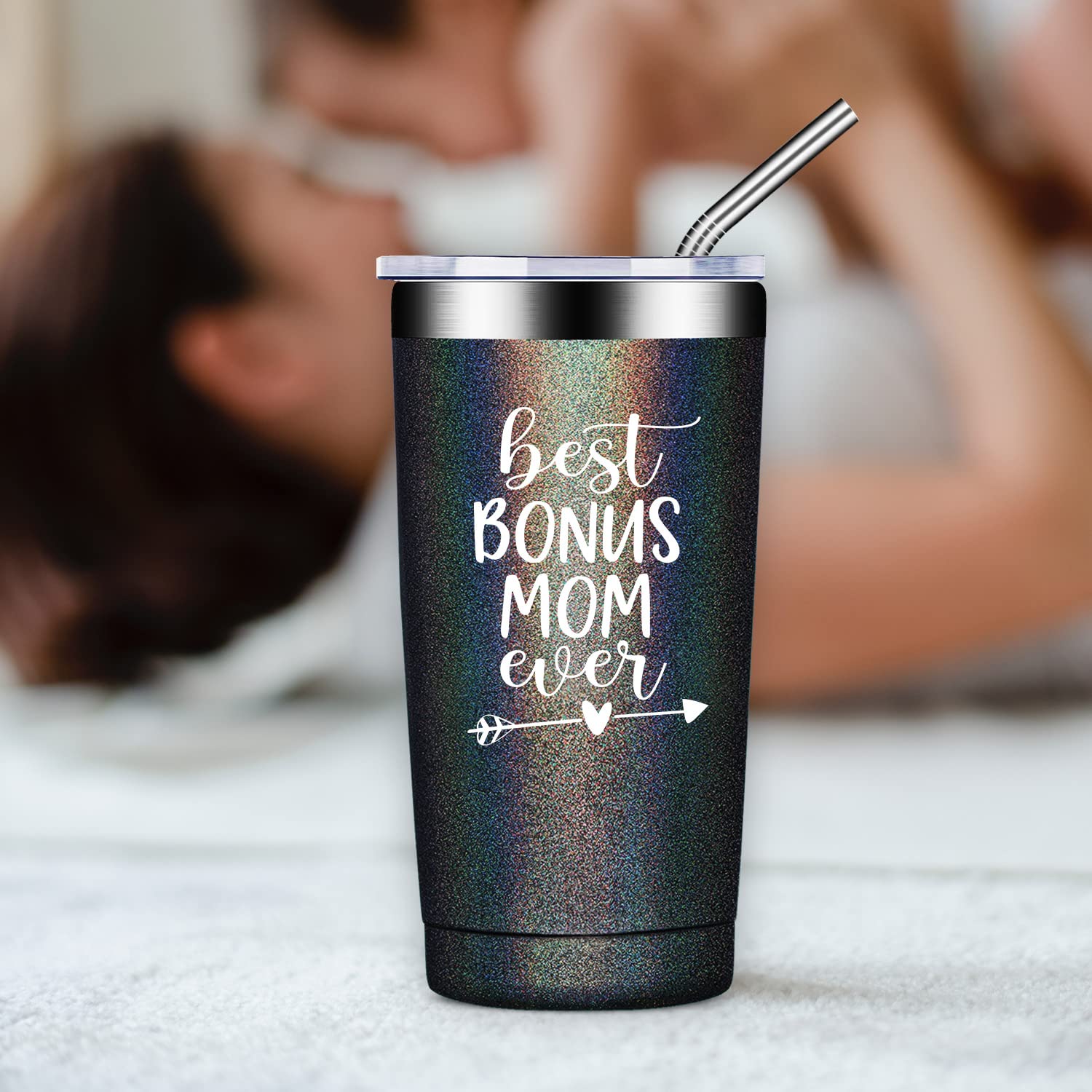 Fufandi Best Bonus Mom Ever Tumbler - Bonus Mom Gifts - Funny Birthday Mothers Day Christmas Gifts for Bonus Mom, Stepmom, Mother in Law from Daughter Son - Tumbler Cup 20oz