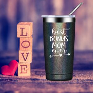 Fufandi Best Bonus Mom Ever Tumbler - Bonus Mom Gifts - Funny Birthday Mothers Day Christmas Gifts for Bonus Mom, Stepmom, Mother in Law from Daughter Son - Tumbler Cup 20oz