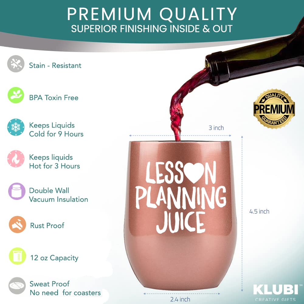 Teacher Gifts for Women - Lesson Planning Juice Funny Tumbler/Mug with Lid for Wine, Coffee - Unique Funny Gifts for Teachers Appreciation Week, Virtual Teaching, Cute, Mom, Valentines Day
