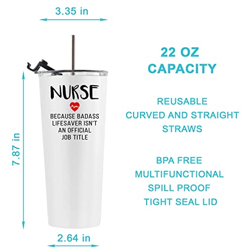 Fancyfams Nurse Gifts for Women 22 oz Stainless Steel Tumbler - Nurse Tumbler, Nurse Gifts, Gifts for Nurses, RN Gifts for Nurses, Nurse Gift Box for Women (White Nurse Set)