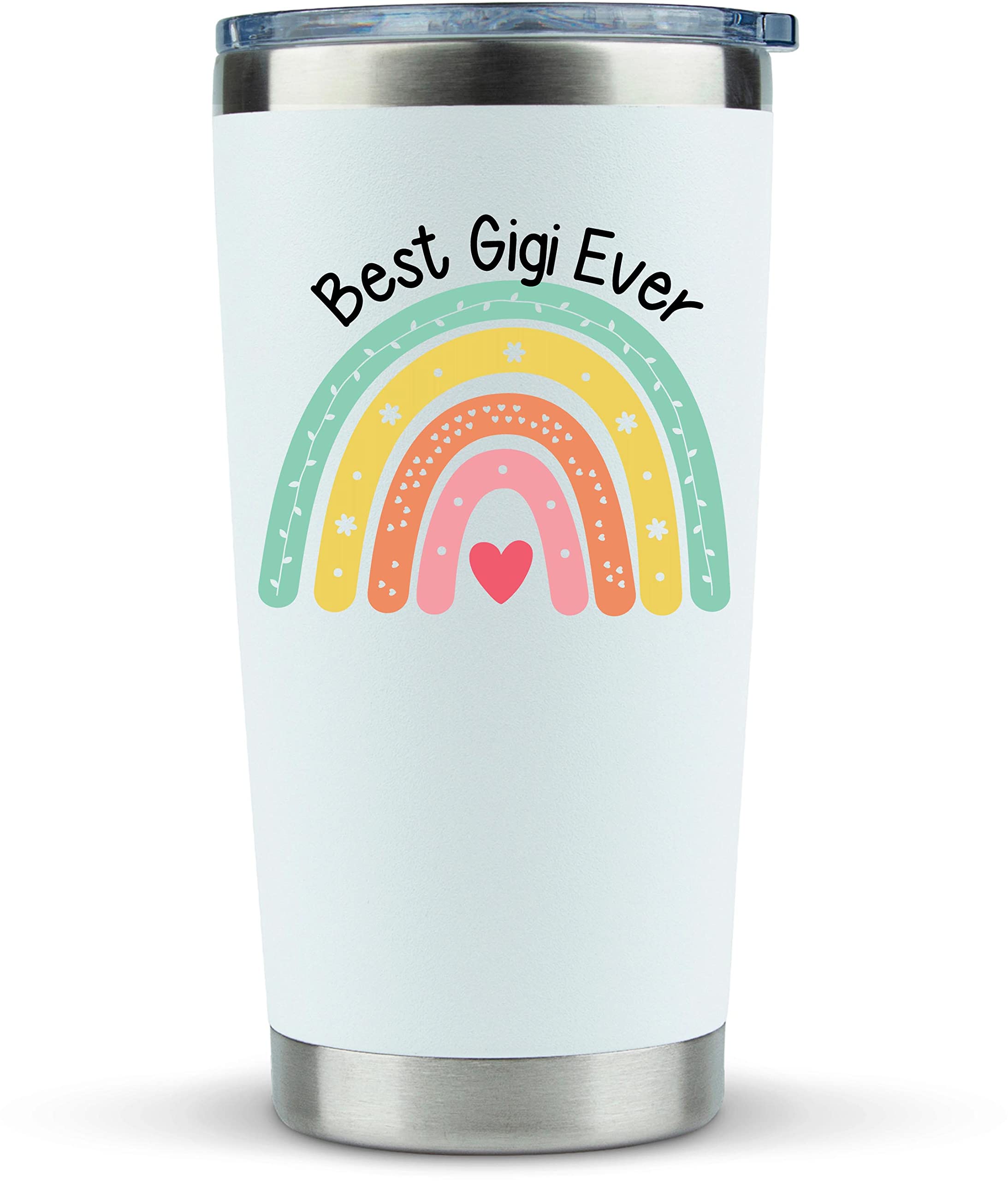 Gigi Gifts Tumbler Mug - Best Gigi Ever 20oz Tumbler with Straws -Unique Gift Idea for Grandma, From Grandson, Granddaughter, Grandchildren, Happy Birthday, Cup