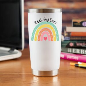 Gigi Gifts Tumbler Mug - Best Gigi Ever 20oz Tumbler with Straws -Unique Gift Idea for Grandma, From Grandson, Granddaughter, Grandchildren, Happy Birthday, Cup