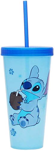Silver Buffalo Disney Lilo and Stitch Angel Coconut Flowers 2 Pack Color Change Plastic Tumbler, 24-Ounce