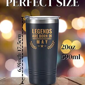 Onebttl Happy Birthday Tumbler For Men, Funny Birthday Gifts For Him, Boyfriend, Son, Husband, Dad, Son, Uncle–20 oz Stainless Steel Coffee Cup With Lid, Legends are Born in May