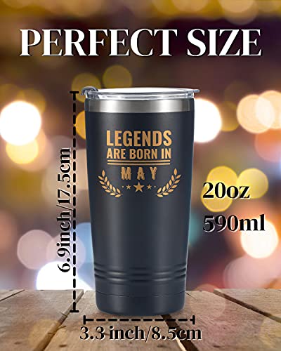 Onebttl Happy Birthday Tumbler For Men, Funny Birthday Gifts For Him, Boyfriend, Son, Husband, Dad, Son, Uncle–20 oz Stainless Steel Coffee Cup With Lid, Legends are Born in May