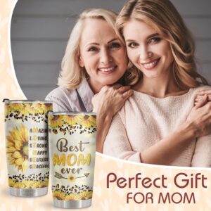 Mothers Day Gifts For Mom From Daughter Son, 20oz Stainless Steel Insulated Tumbler, Grandma Nana Mom Birthday Gifts, Best Mom Ever Gifts, Sunflower Tumbler, Gifts For Women, Mom Coffee Mug