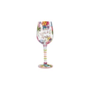 enesco lolita mom you are loved hand painted wine glass, 1 count (pack of 1), multicolor