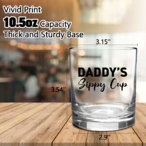 Fathers Day Funny Gifts for New Dad Papa Father,Husband from Daughter Son Kids Wife, First Time Parents Birthday Anniversary Gag Gifts Ideas ,12 oz Cool Bourbon Scotch Daddy's Sippy Cup Whiskey Glass