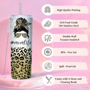 LIERIE8888 Mom Tumbler With Straw, Best Mom Ever Gifts Mom Life Tumbler, Mama Tumbler with Lid and Straw, Mothers Day Gifts, Mama Cups Tumbler with Straw, Tumbler Mom, Mom Cups with Lid and Straw