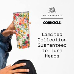 Corkcicle Tumbler Rifle Paper Co. Triple Insulated Stainless Steel Travel Mug, BPA Free, Keeps Beverages Cold for 9 Hours and Hot for 3 Hours, 24 oz, Garden Party Cream