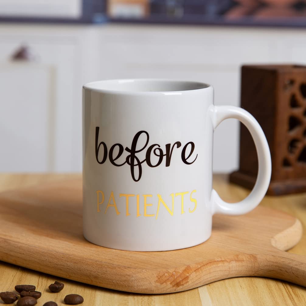 PUGED Before Patients After Patients Gift Set 11 oz Coffee Mug and 18 oz Stemless Wine Glass with Gift Package for Dentist Nurses Day Graduation Gifts