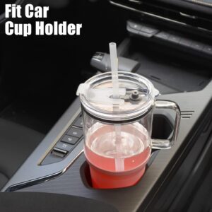 Sursip 32 oz Glass Tumbler with Handle, Glass Water Bottles with Lid and Straw, Reusable Iced Coffee Cup with Silicone Sleeve - Fits in Car Holder, BPA Free, Leak Proof, Dishwasher Safe (Pink)
