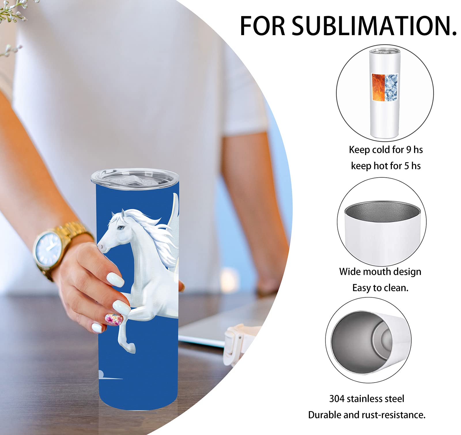 Tswofia 8 Pack Straight Sublimation Tumblers Set 30 Oz Skinny, Stainless Steel Skinny Sublimation Tumbler Blank With Shrink Wrap Film Lid Straw Set,Individually Boxed, Not Tapered