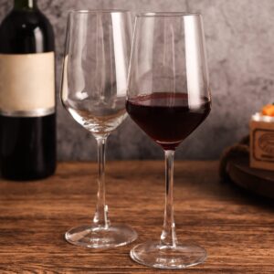 HAKEEMI Wine Glasses Set of 12, 13 oz Laser Cut Rim Wine Glass, Long Stem, Thin Rim, Classy Crystal-Clear