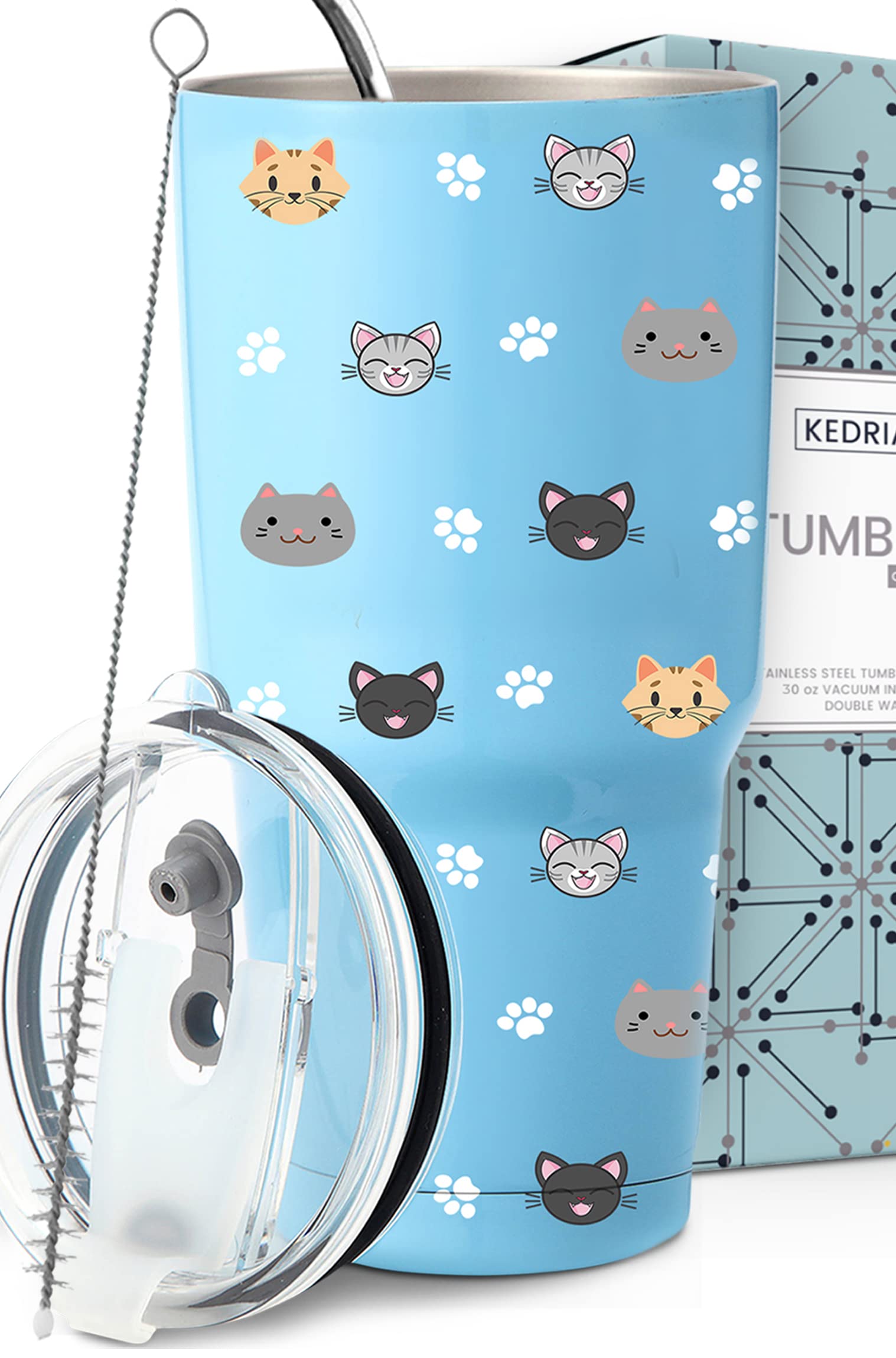 KEDRIAN Cat Mom Tumbler 30oz, Perfect Cat Gifts For Cat Lovers, Cat Lover Gifts For Girls, Cat Lover Gifts For Women, Cat Gifts For Women, Cat Mom Gifts For Women Mothers Day Cat Mom Mothers Day Gifts