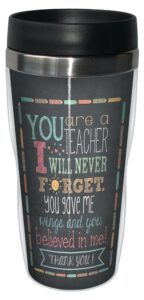 tree-free greetings jo moulton teacher thanks travel mug, stainless lined coffee tumbler, 16-ounce - gift for teacher appreciation week day
